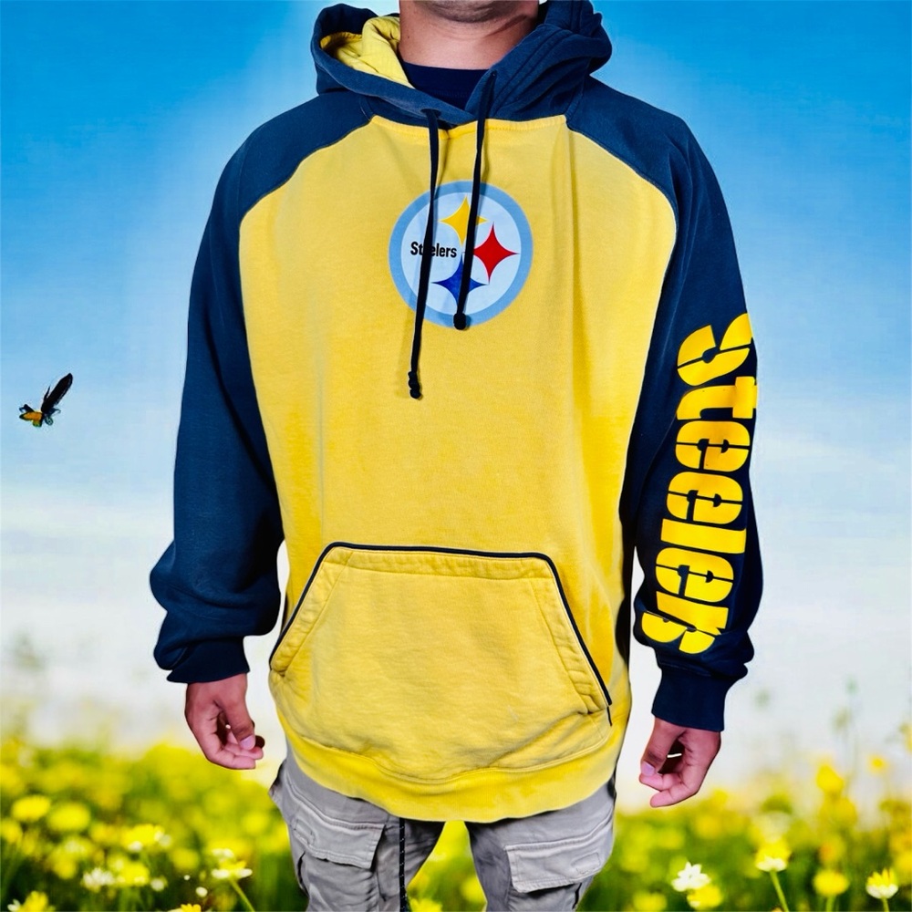NFL Pittsburgh Steelers Yellow & Gray Hoodie Men’s Size Large